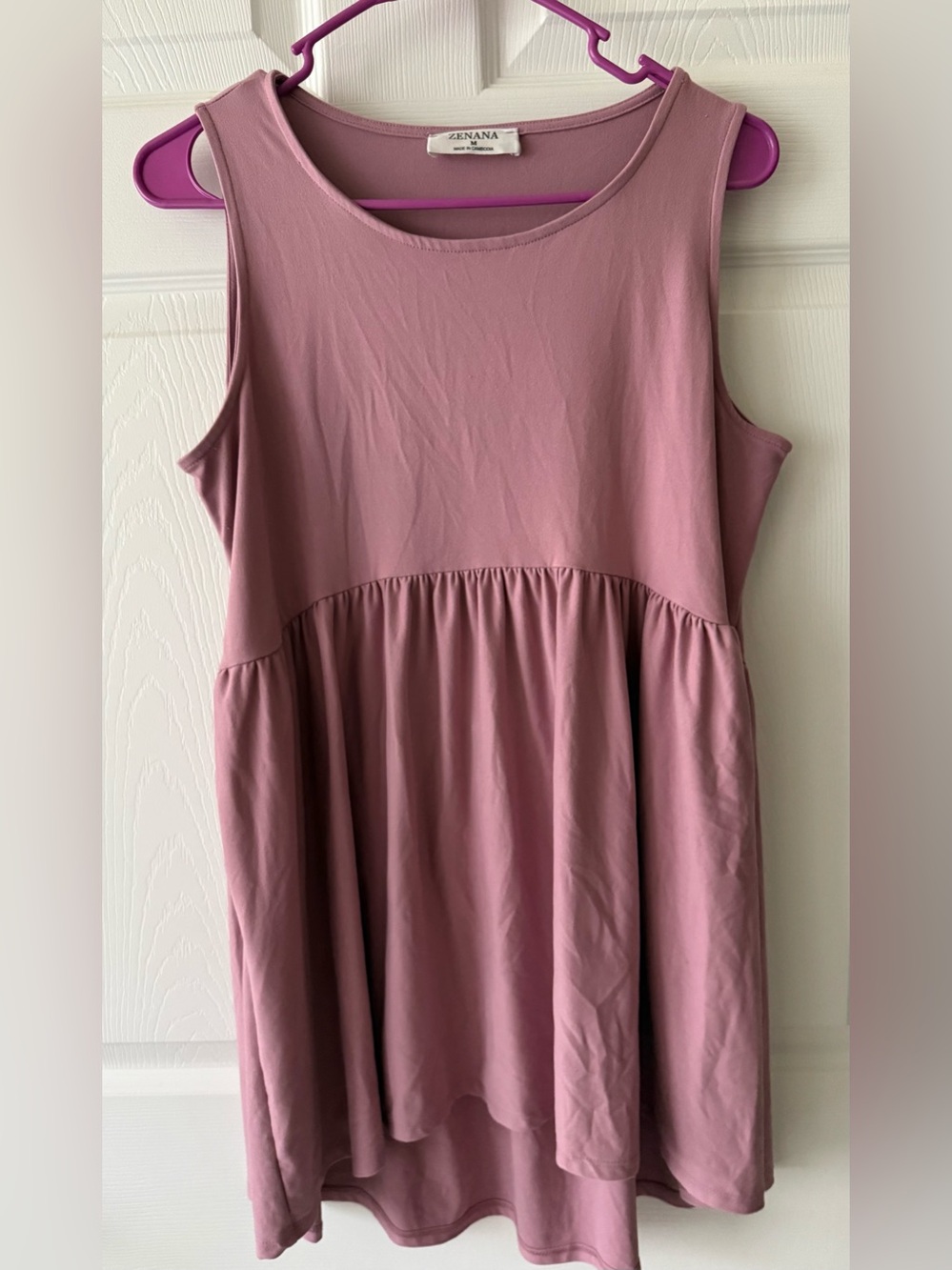 Zenana Mauve Babydoll Tank Top with Empire Waist